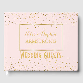 Elegante bruiloft | Blush Pink Gold Confetti Gastenboek