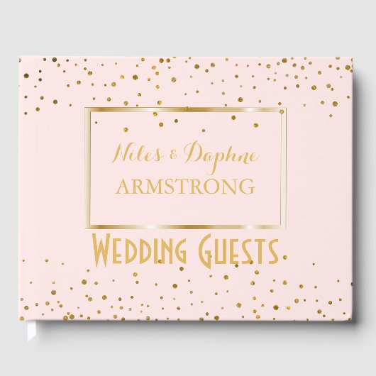 Elegante bruiloft | Blush Pink Gold Confetti Gastenboek (Voorkant)