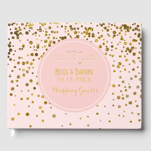 Elegante bruiloft | Blush roze gouden Confetti har Gastenboek (Voorkant)