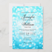 Elegante bruiloft Bokeh Lights Romantisch Turquois Kaart (Voorkant)