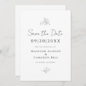 Elegante bruiloft botanische bladeren zwart wit ch save the date (Voorkant / Achterkant)