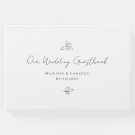 Elegante bruiloft Botanische bladeren Zwart & Wit Gastenboek