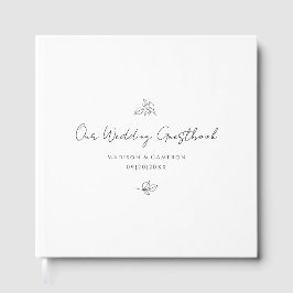 Elegante bruiloft Botanische bladeren Zwart & Wit Gastenboek