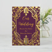 Elegante bruiloft Bourgogne Goud  Lijst Bloemen Kaart (Staand voorkant)