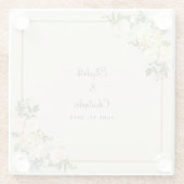 Elegante bruiloft bruid & bruidegom chique bloemig glazen onderzetter (Achterkant)