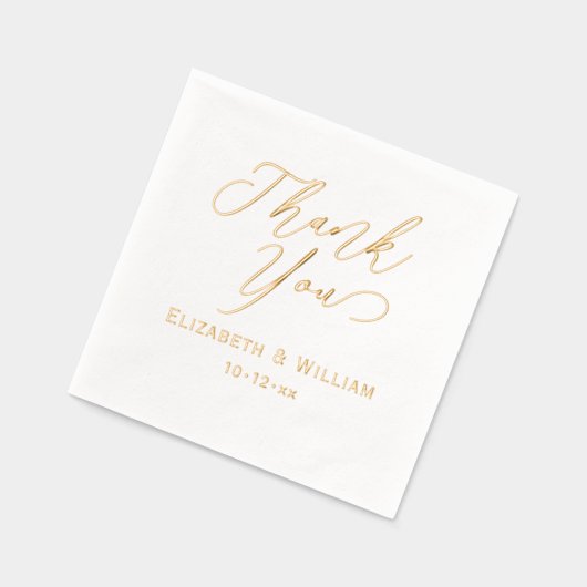 Elegante bruiloft bruid bruidegom datum dank u #1 folie servetten (Links)