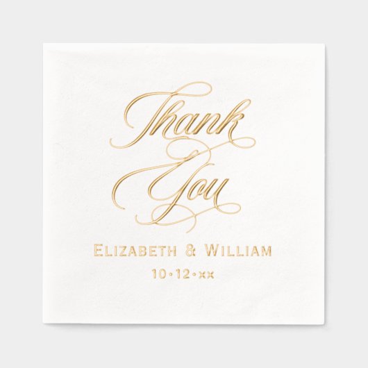 Elegante bruiloft bruid bruidegom datum dank u #2 folie servetten (Voorkant)