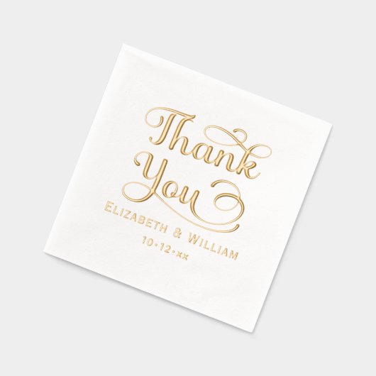 Elegante bruiloft bruid bruidegom datum dank u #3 folie servetten (Links)