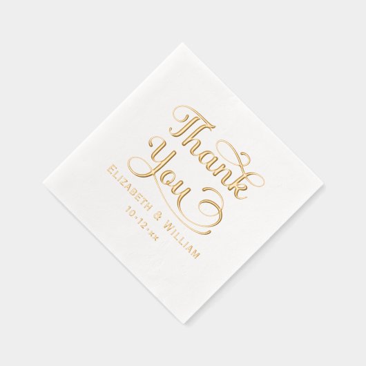 Elegante bruiloft bruid bruidegom datum dank u #3 folie servetten (Rechts)