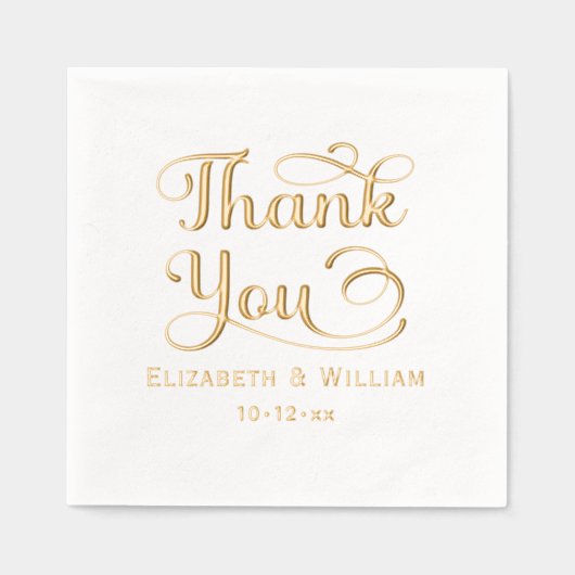 Elegante bruiloft bruid bruidegom datum dank u #3 folie servetten (Voorkant)