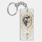 Elegante bruiloft bruid en bruidegom cadeau sleutelhanger (Voorkant Links)