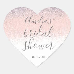 Elegante bruiloft bruidsshower Faux Ombré Glitter Hart Sticker