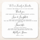 Elegante bruiloft/bruiloft Dank u Kartonnen Onderzetters (Voorkant)