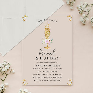 Elegante bruiloft brunch & bubbels acryl uitnodigingen