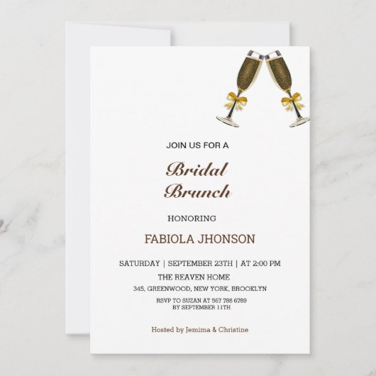 Elegante bruiloft brunch-schoonmaakfeest kaart (Voorkant)