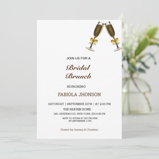 Elegante bruiloft brunch-schoonmaakfeest kaart (Staand voorkant)