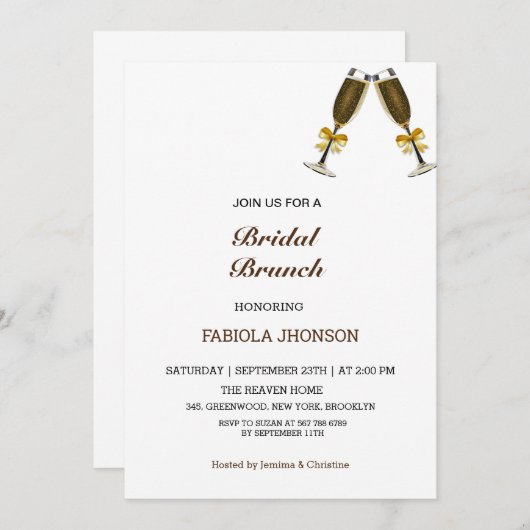 Elegante bruiloft brunch-schoonmaakfeest kaart (Voorkant / Achterkant)