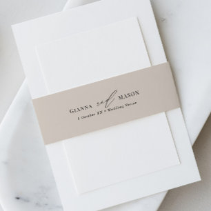 Elegante bruiloft buik band met kalligrafie letter uitnodigingen wikkel