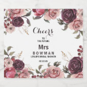 Elegante bruiloft burgundy sparkling wijnlabel wijnetiket (Enkel label)