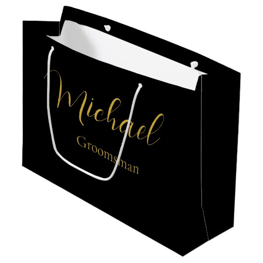 Elegante bruiloft cadeau tas met gepersonaliseerde groot cadeauzakje (Voorkant Gekanteld)