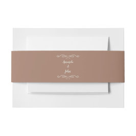Elegante Bruiloft Calligrafie Klassieke Mocha Brui Uitnodigingen Wikkel