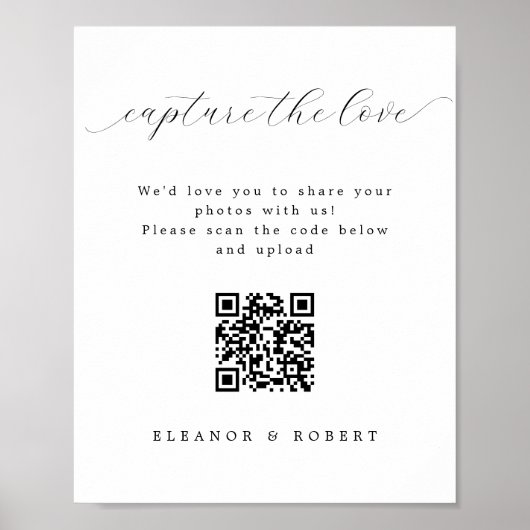Elegante Bruiloft Capture de Liefde QR Code Printa Poster (Voorkant)