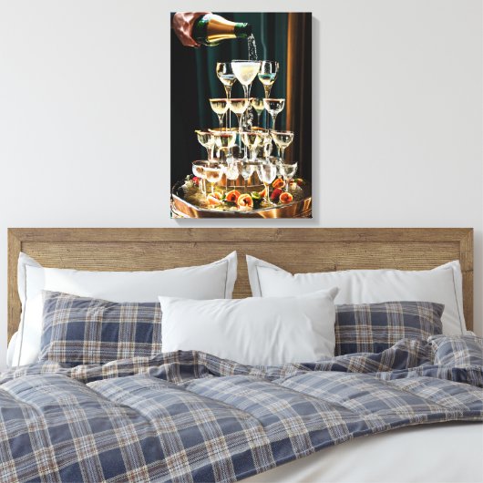 Elegante bruiloft champagne fontein canvas afdruk (Insitu (Slaapkamer))