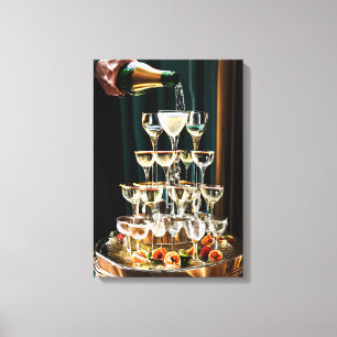 Elegante bruiloft champagne fontein canvas afdruk