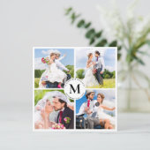 Elegante bruiloft Chic Custom Photo Collage Monogr Bedankkaart (Staand voorkant)