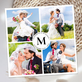 Elegante bruiloft Chic Custom Photo Collage Monogr Bedankkaart