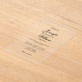 Elegante bruiloft Classy Script Typography Gold Acryl Uitnodigingen (Laagn)