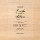 Elegante bruiloft Classy Script Typography Gold Acryl Uitnodigingen (Voorkant)