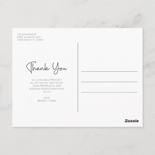 Elegante bruiloft collage dank u briefkaart (Achterkant)