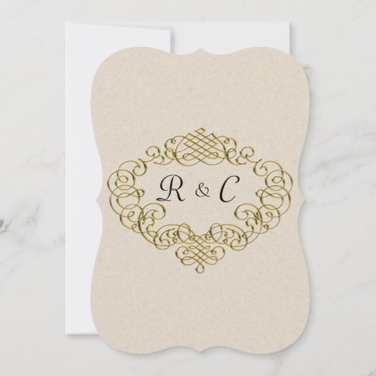 Elegante Bruiloft Crest Monogrammed Gebogen Bruilo Kaart (Achterkant)