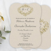 Elegante Bruiloft Crest Monogrammed Gebogen Bruilo Kaart