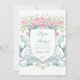 Elegante bruiloft Crest w / Rozen | Monogram Kaart