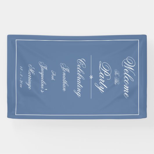 Elegante bruiloft Custom Chic Dusty Blue Welkom Spandoek (Horizontaal)