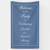 Elegante bruiloft Custom Chic Dusty Blue Welkom Spandoek (Verticaal)