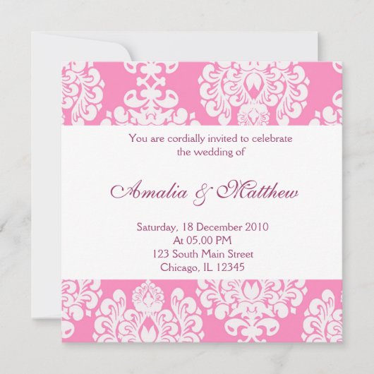 Elegante bruiloft Damask Kaart (Voorkant)