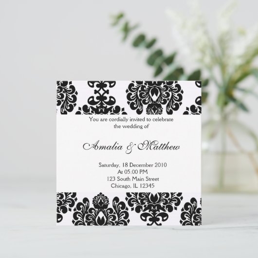 Elegante bruiloft Damask Kaart (Staand voorkant)