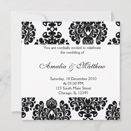 Elegante bruiloft Damask Kaart (Voorkant)