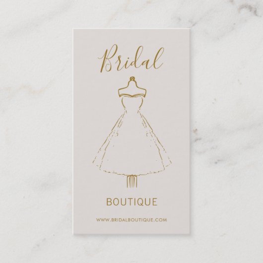 Elegante bruiloft dameskleding Gouden jurk Visitekaartje (Voorkant)