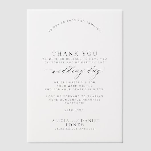 Elegante bruiloft dank u aangepaste bericht overla vellum uitnodigingen (Voorkant)