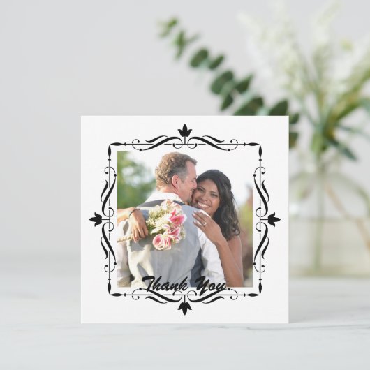 Elegante bruiloft dank u aangepaste foto bedankkaart (Staand voorkant)