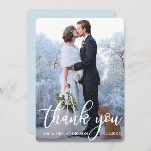Elegante bruiloft Dank u bruid bruidegom foto BR Bedankkaart (Voorkant / Achterkant)