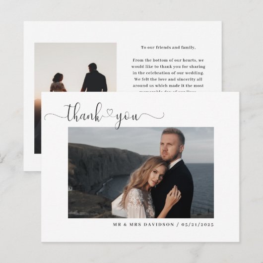 Elegante bruiloft dank u kaart foto (Voorkant / Achterkant)