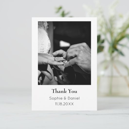 Elegante bruiloft dank u kaart | Gepersonaliseerd (Staand voorkant)