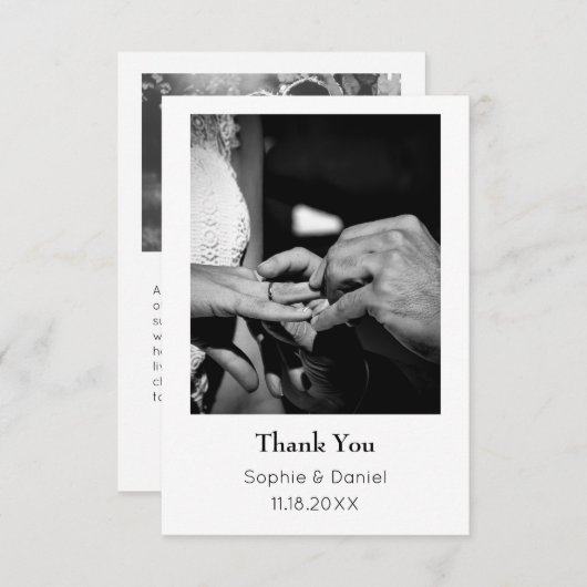 Elegante bruiloft dank u kaart | Gepersonaliseerd (Voorkant / Achterkant)