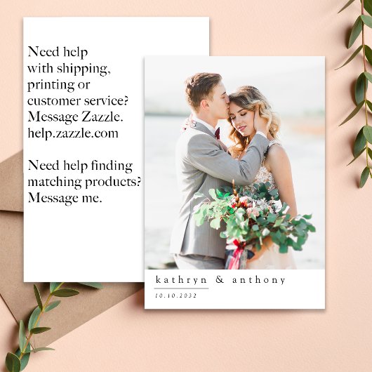 Elegante Bruiloft Dank u Kaart met Foto's