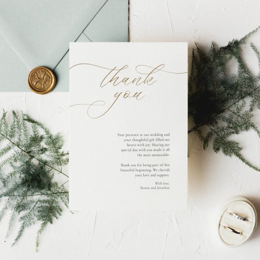 Elegante Bruiloft Dank u Kaart met Kalligrafie